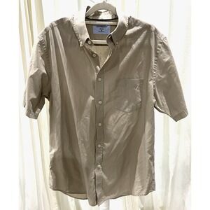 Croft & Barrow Mens M Casual Button Up Shirt Easy Care Pocket Short Sleeve Beige